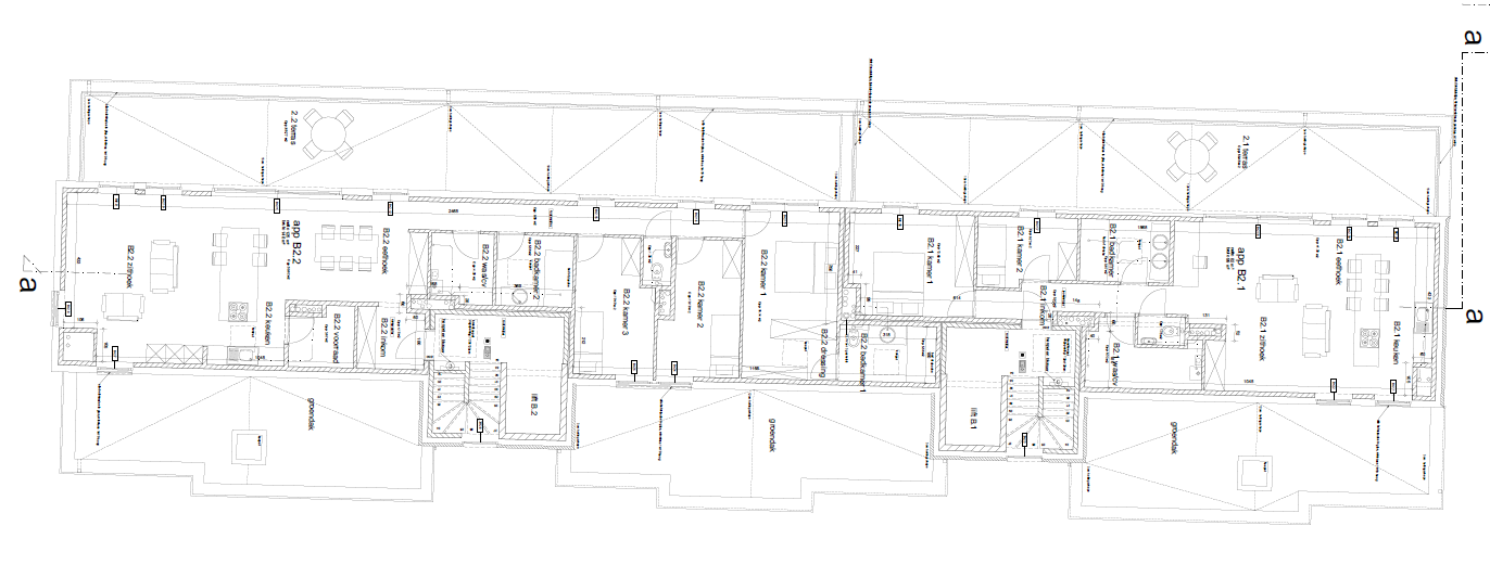 Grondplan 2de verdiep blok B